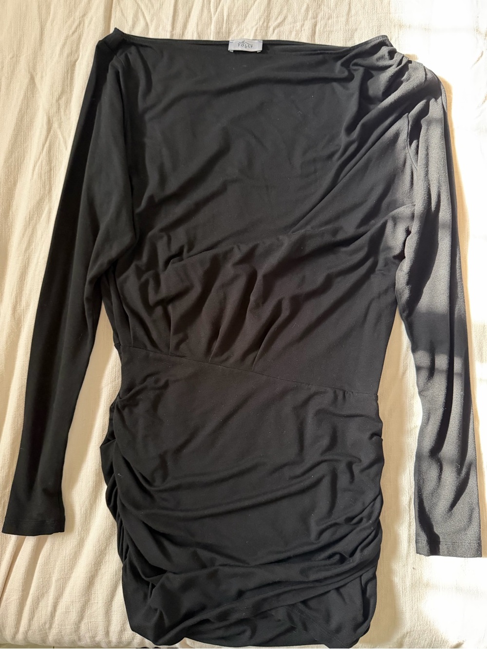 Oh Polly Black Modal Off-Shoulder Wrap Mini Dress